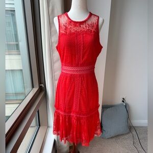 Jonathan Simkhai Elegant Red Lace Sleeveless Dress